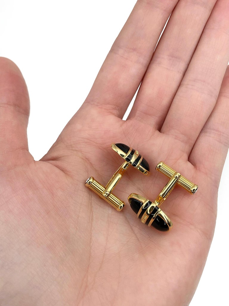 Montblanc Meisterstuck Gold Tone Faux Black Onyx Oval Cufflinks at