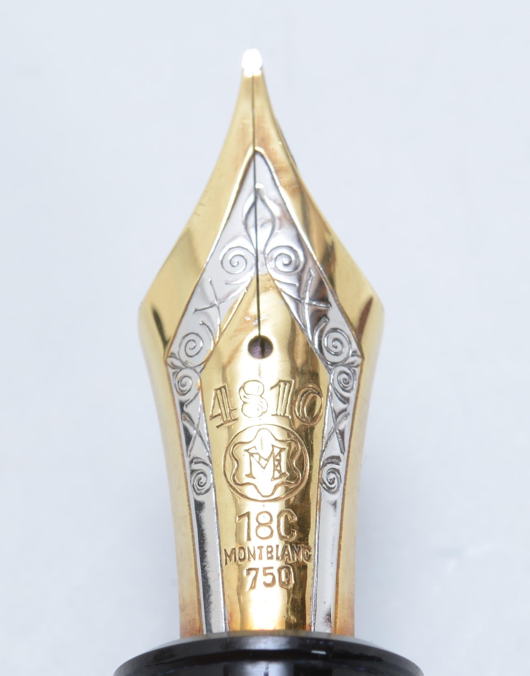 Pluma Estilográfica Montblanc Meisterstuck Le Grand 149 18K 'M' Plumín Bicolor. Ésta es una estilográfica clásica Montblanc Meisterstück nº 149, conocida como el modelo insignia de Montblanc. La Montblanc Meisterstück 149 se presentó por primera vez