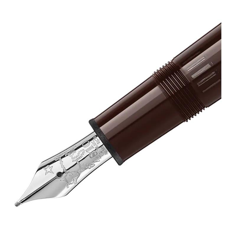 Features
Clip
Clip with yellow lacquered star
Barrel
Barrel in brown precious resin
Cap
Cap in brown precious resin
NIB
Handcrafted Au 585 / 14 K rhodium-coated nib with the Petit Prince's sheep design
Writing System
TYPE
Fountain Pen.
119660