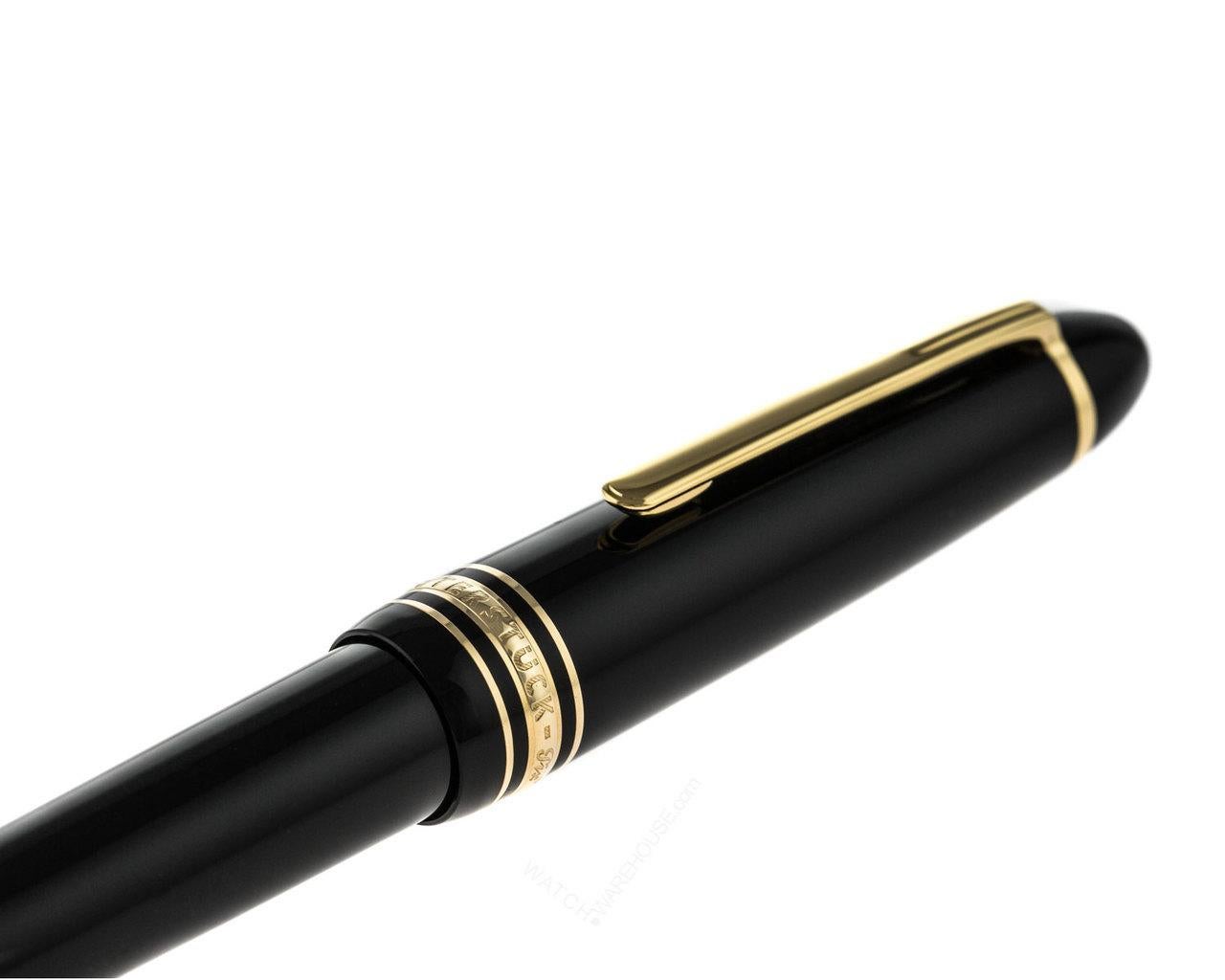 Montblanc Meisterstuck Supersized! Ballpoint pen with twist mechanism, medium-sized point, oversized black ink refill, resin body and gold-plated accents. 
10456