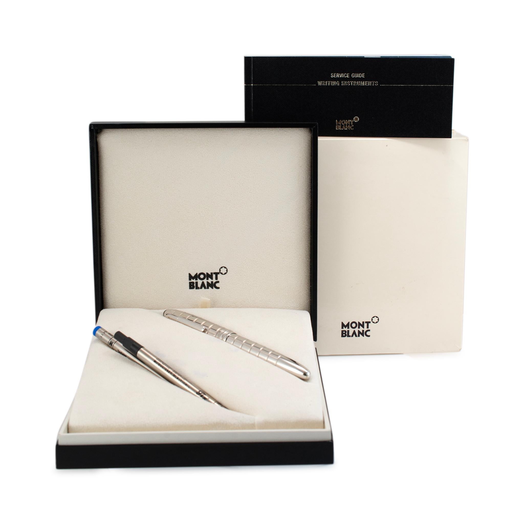 Montblanc Meisterstuck Legrand Solitär Platin versilberte blaue Tinte Rollerballstift 2