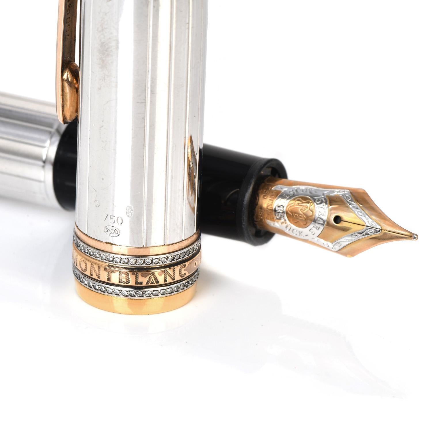 Montblanc Meisterstuck édition limitée  Stylo plume à encre or 18K Diamond Excellent état à Miami, FL