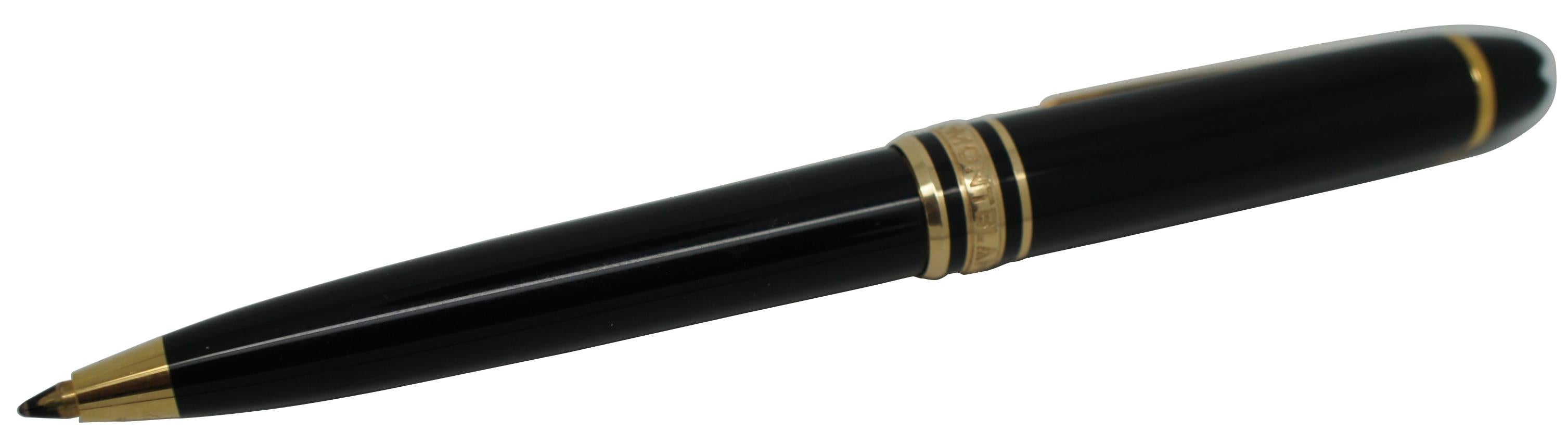 Vintage Montblanc Meisterstuck black and gold small size ballpoint pen. Serial number IK1107656.
 