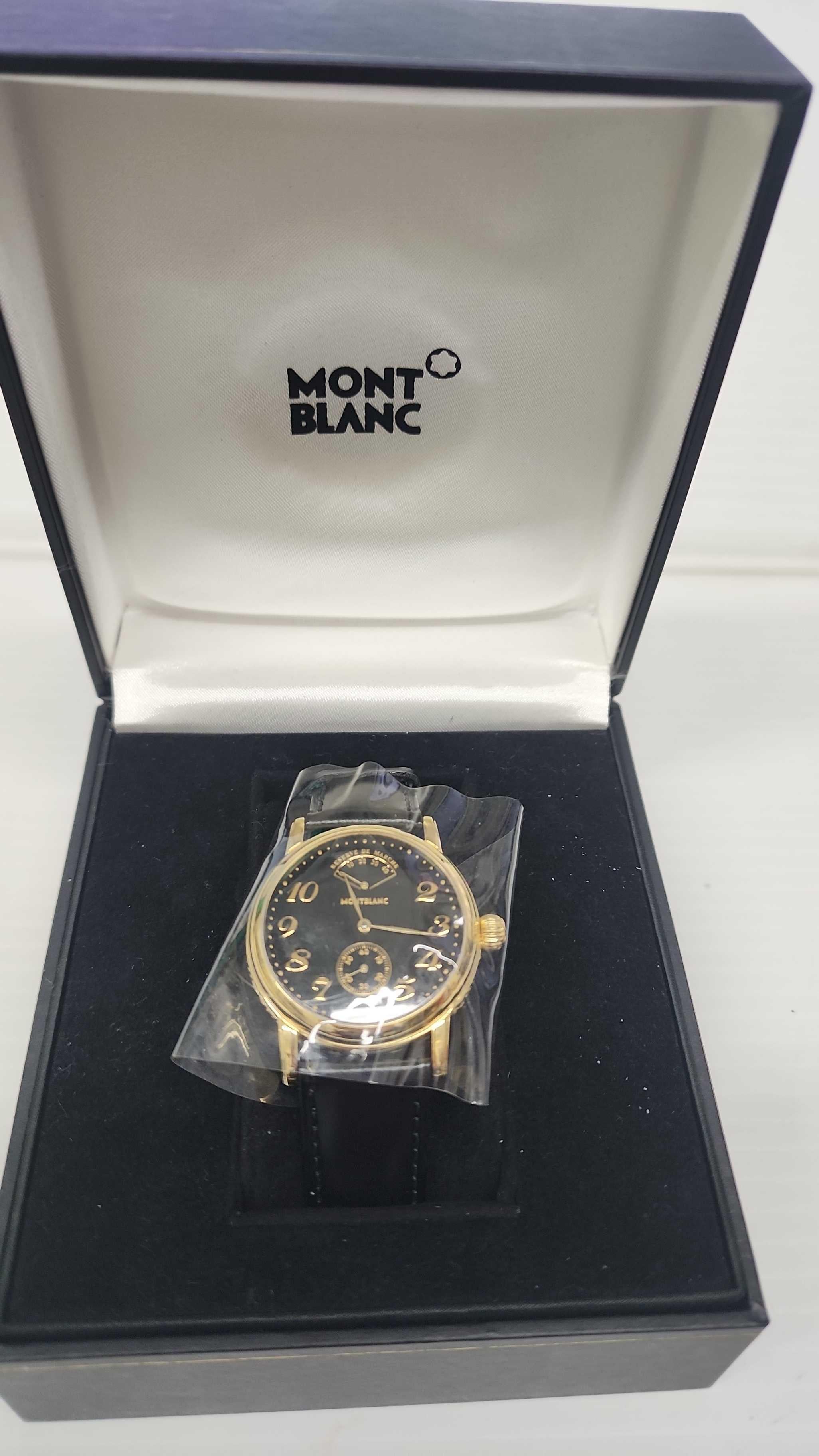 Montblanc Meisterstück Reserva de Marca, Ref. 7003
Suiza
Movimiento manual horas, minutos, segundos, reserva de marcha
Esfera negra con índices Breguet de oro aplicados, segundero constante y subesferas de reserva de marcha, anillo exterior de
