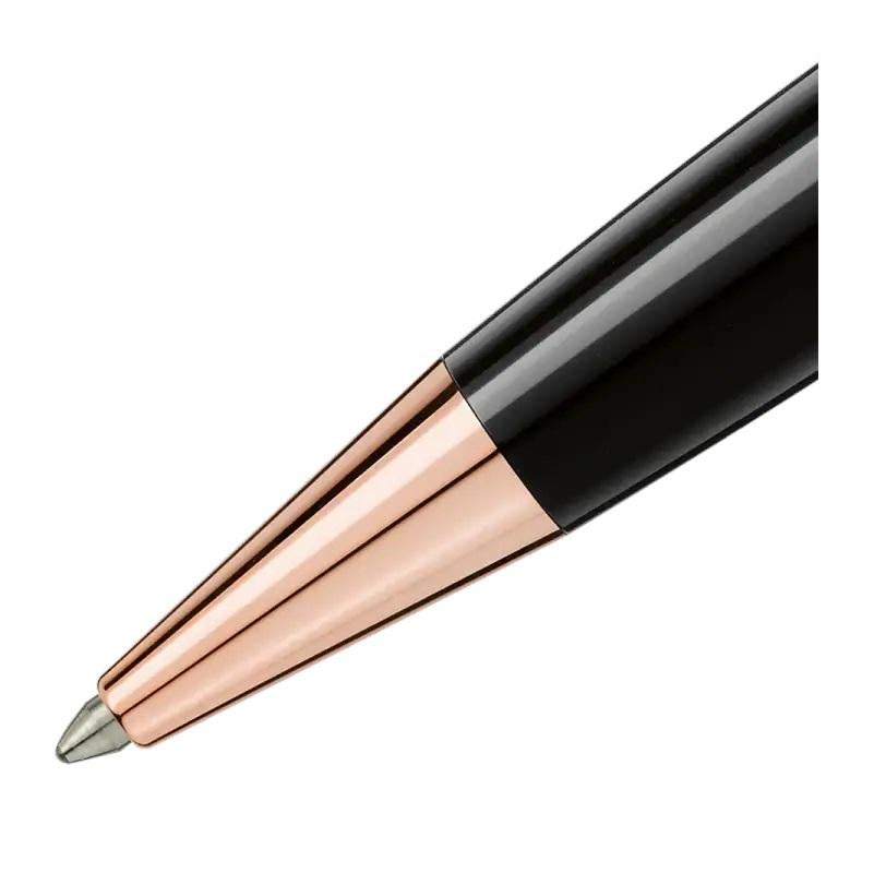 Features Clip
Rose gold-coated clip with individual serial number
Barrel
Black precious resin
Cap
Black precious resin inlaid with Montblanc emblem
TYPE
Ballpoint Pen
112679
