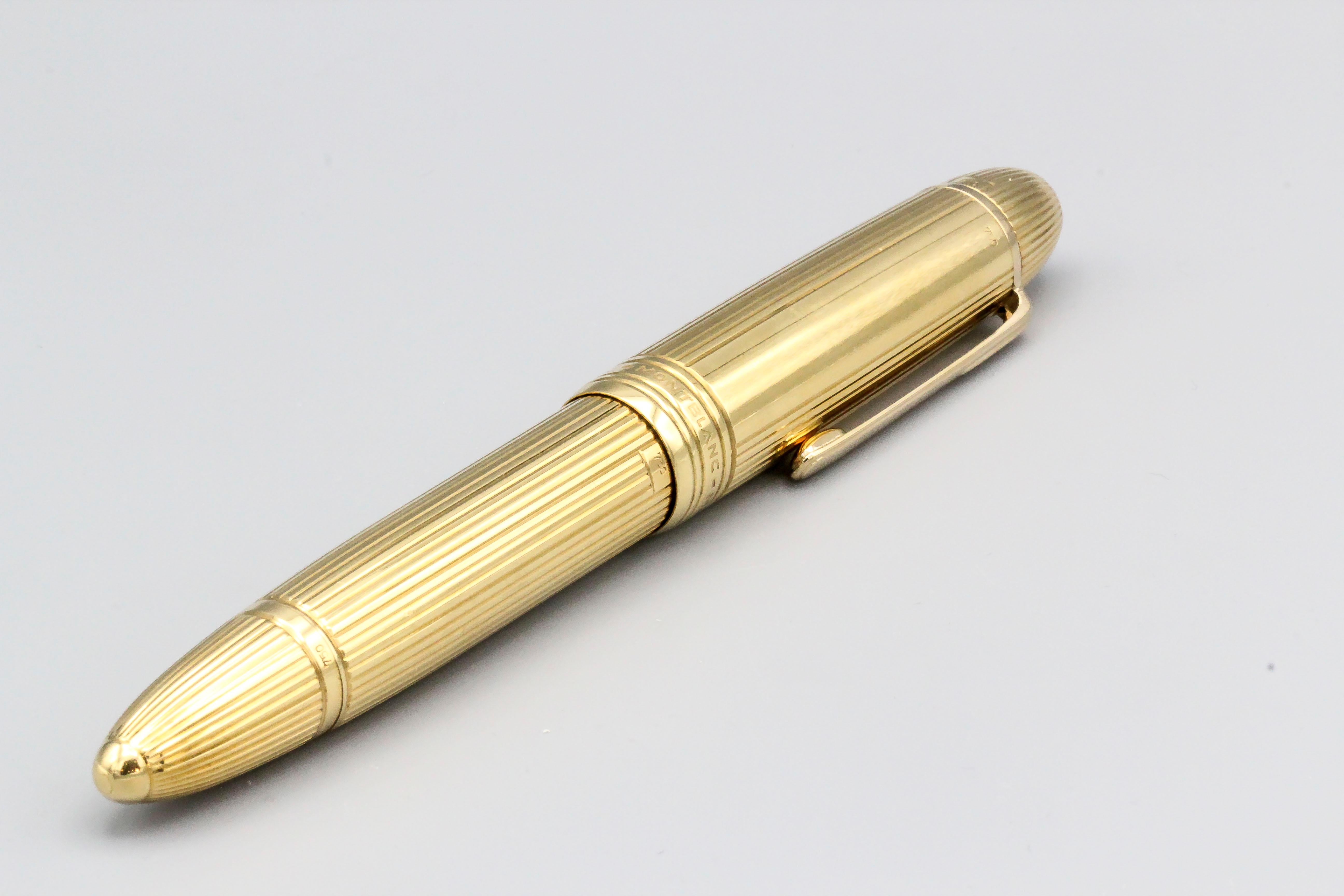 Beau et impressionnant stylo plume en or jaune 18 carats, taille 149, de la collection 