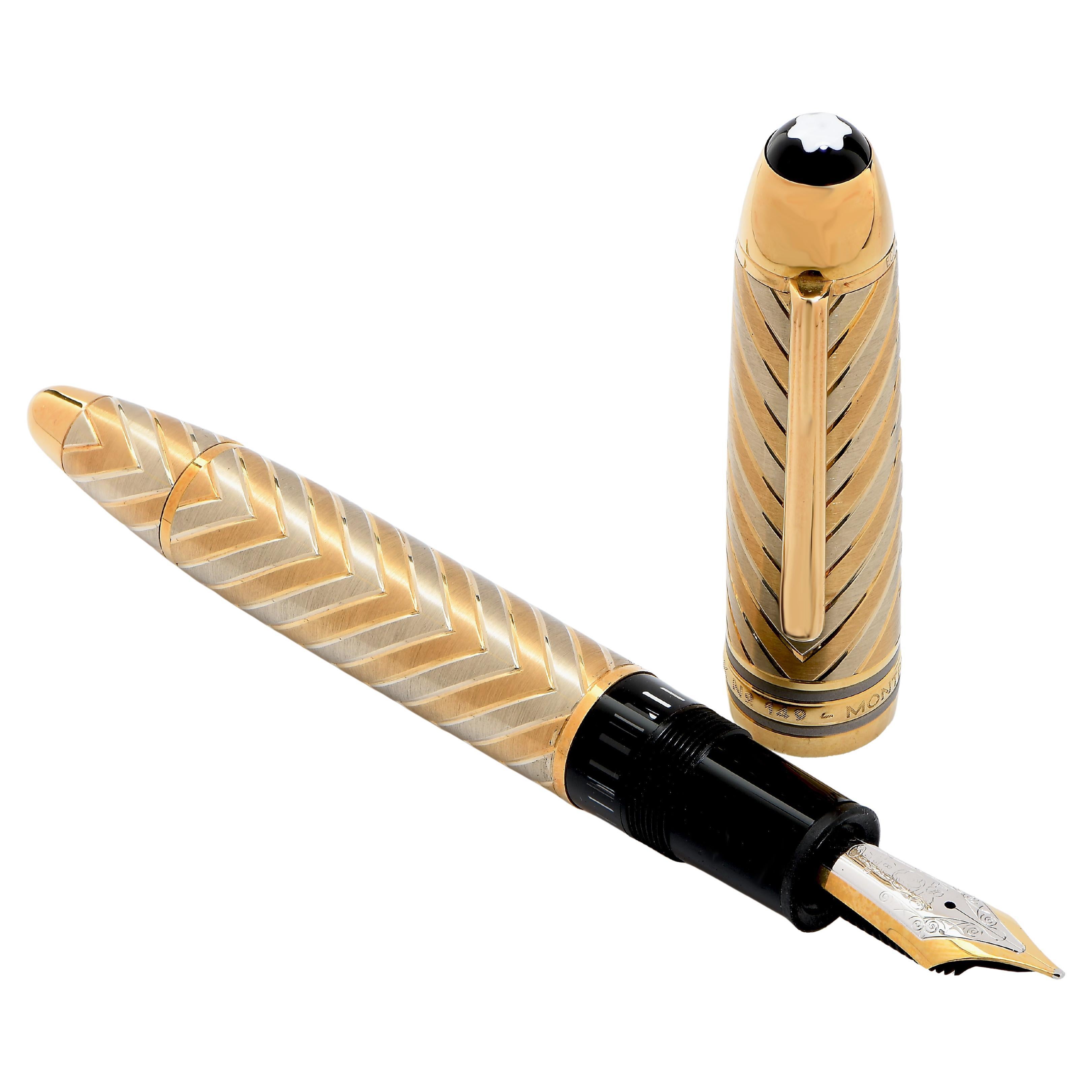Montblanc Meisterstück Solitaire Chevron 18K Solid Gold Fountain Pen Model 149