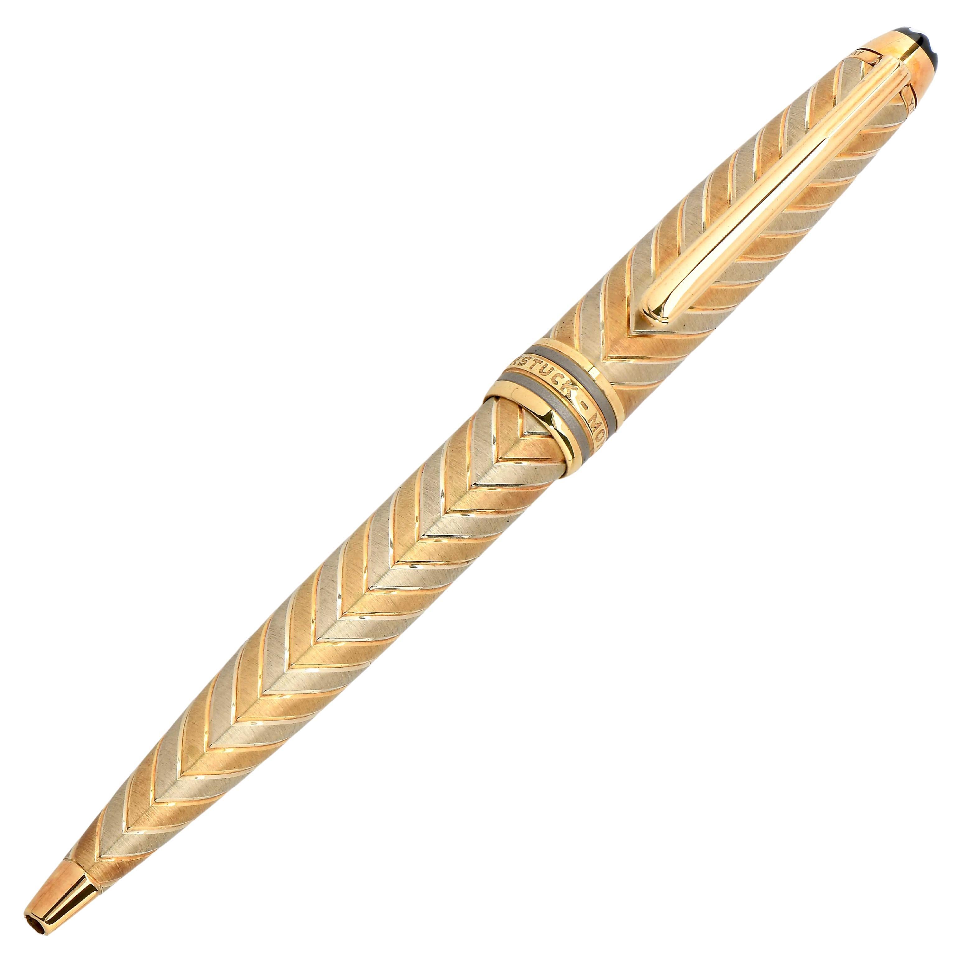 Montblanc Meisterstück Solitaire Chevron 18K Solid Gold Rollerball Pen