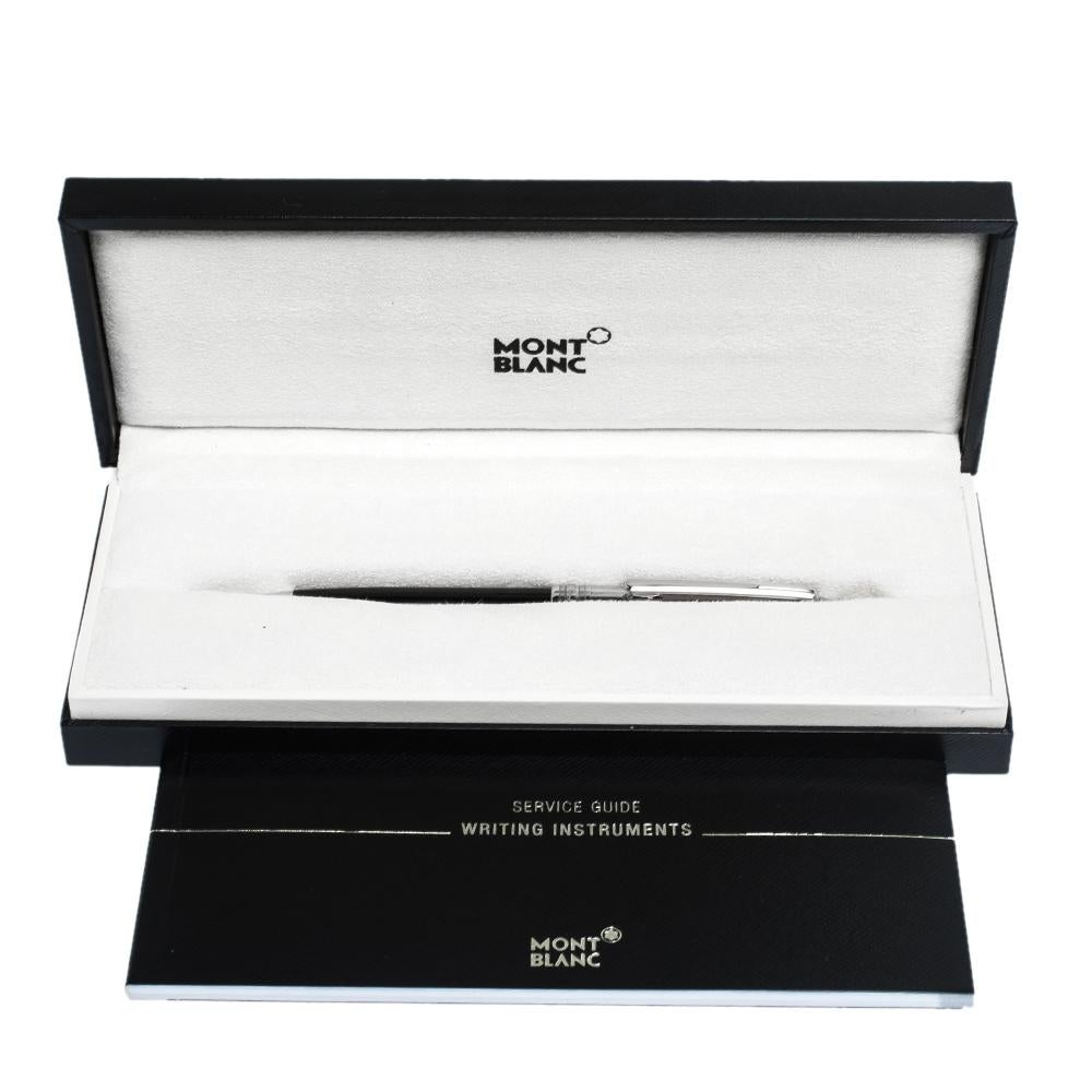 Men's Montblanc Meisterstuck Solitaire Doue Black Resin Silver Tone Ballpoint Pen