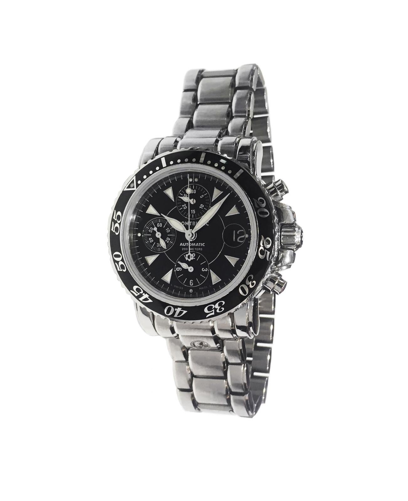 Round Cut Montblanc Meisterstuck Sport Chronograph Watch 7034 For Sale