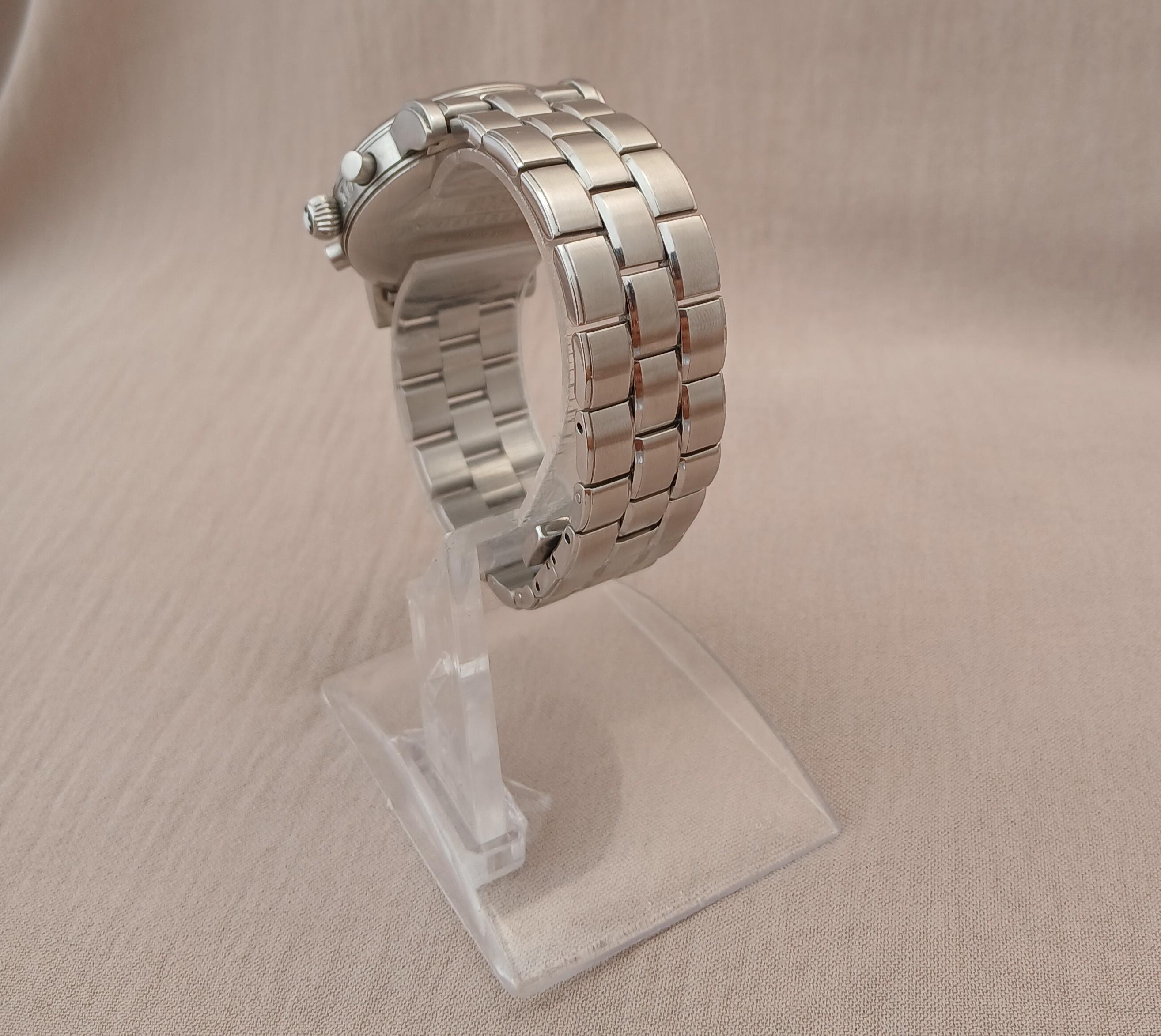 Montblanc Meisterstuck Stainless 7046 Acciaio Quadrante Nero Orologio Uomo in vendita 6