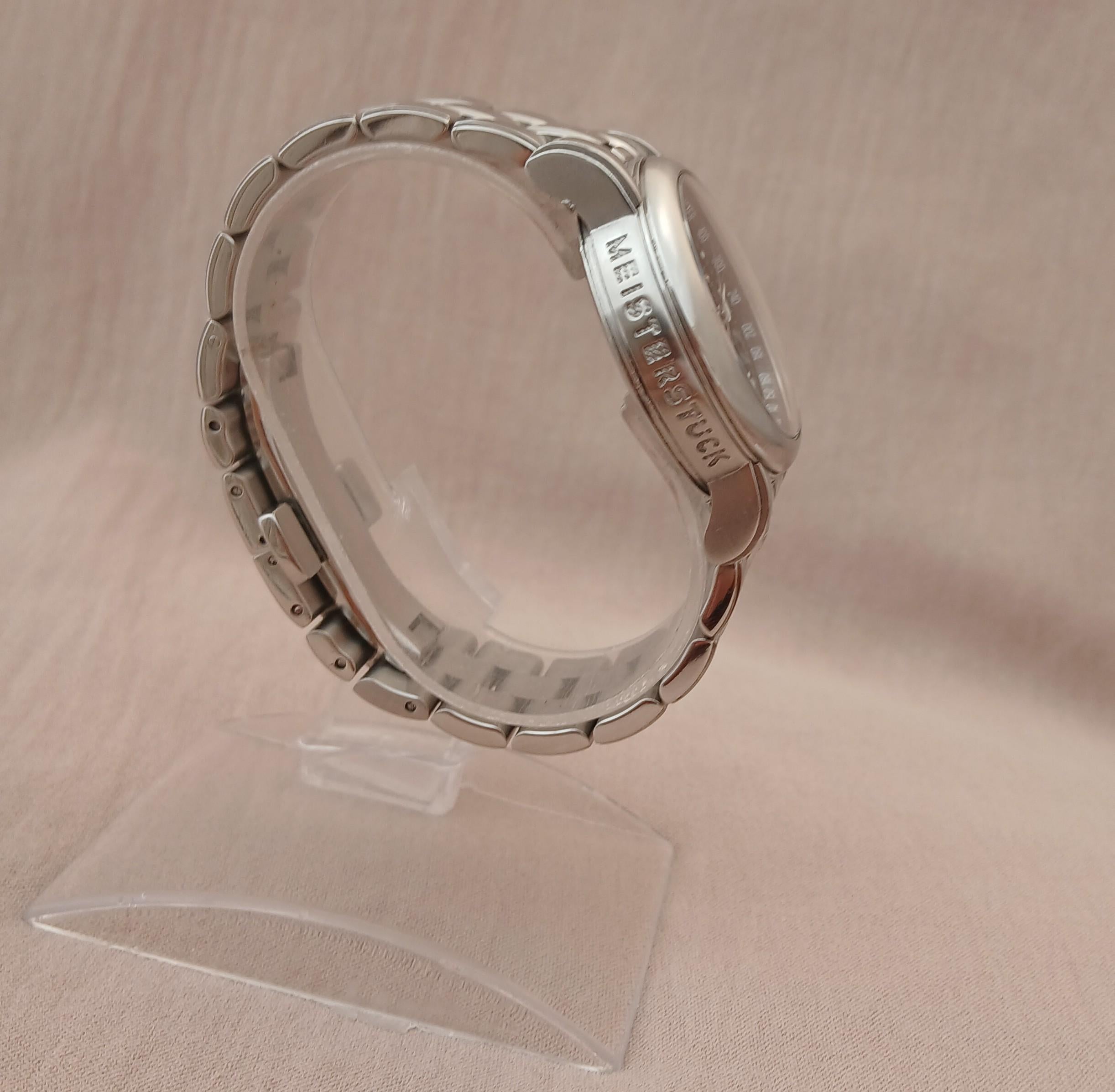 Montblanc Meisterstuck Stainless 7046 Acciaio Quadrante Nero Orologio Uomo in vendita 8