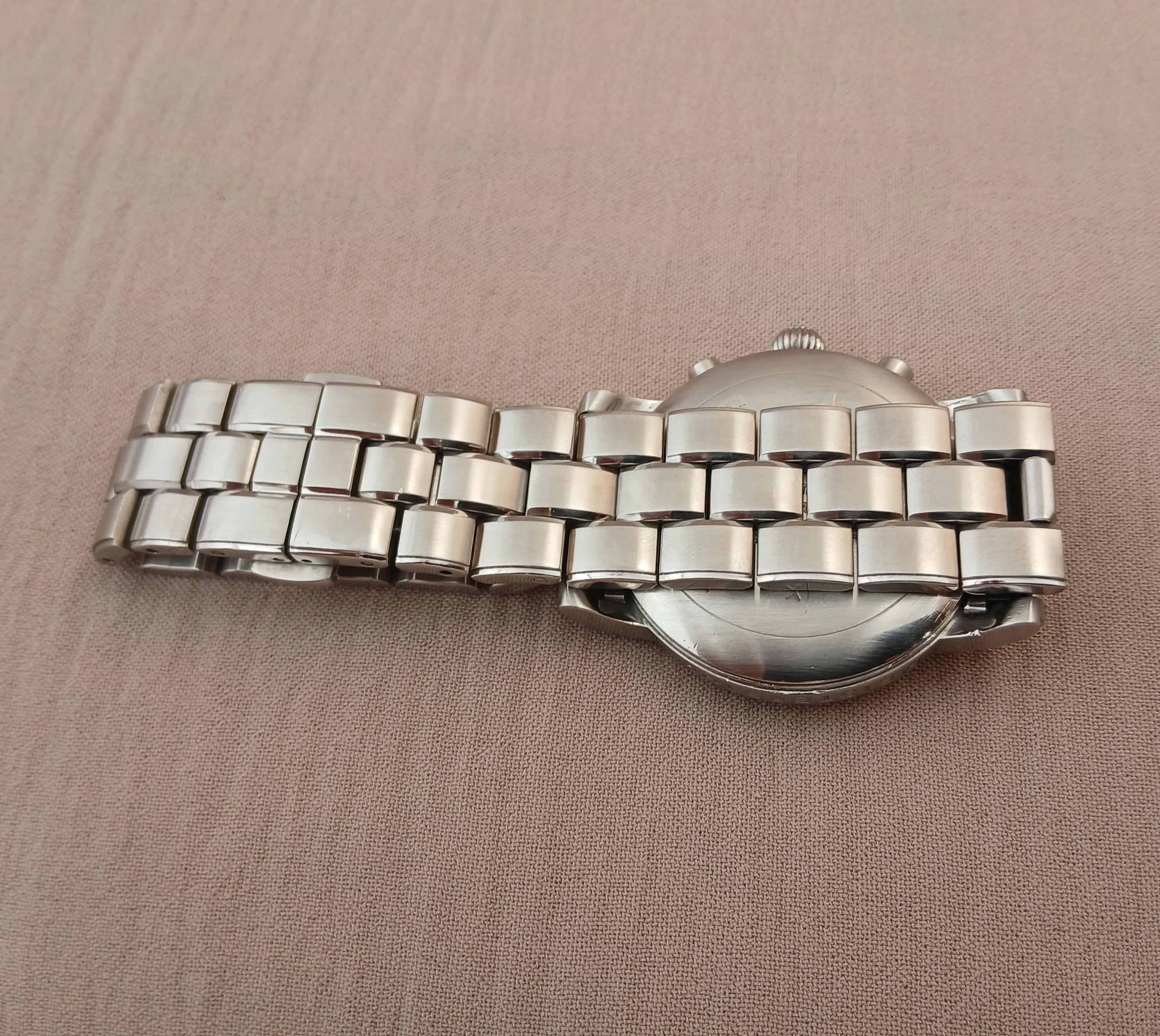 Montblanc Meisterstuck Stainless 7046 Acciaio Quadrante Nero Orologio Uomo in vendita 10