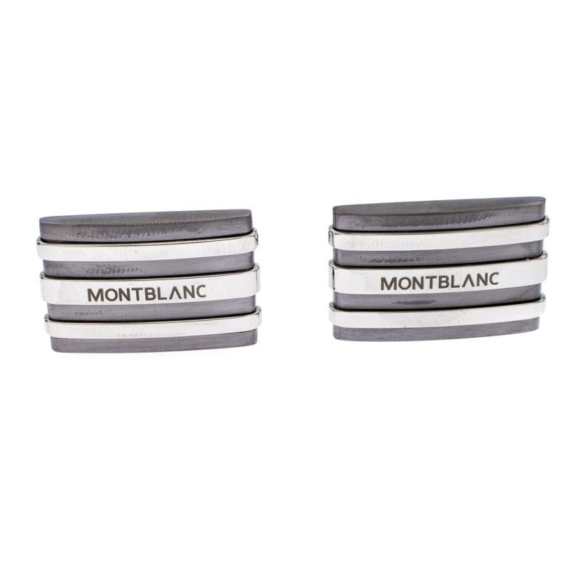 Contemporary Montblanc Meisterstuck Stainless Steel & Tantalum Rectangular Cufflinks