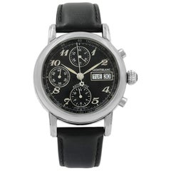 Used Montblanc Meisterstuck Star Day Date Steel Black Dial Automatic Men’s Watch 8451