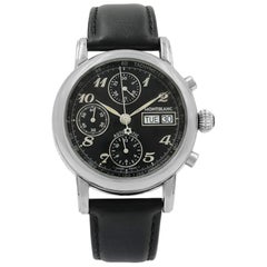 Montblanc Meisterstuck Star Day Date Stahl schwarzes Zifferblatt Automatik Herrenuhr 8451