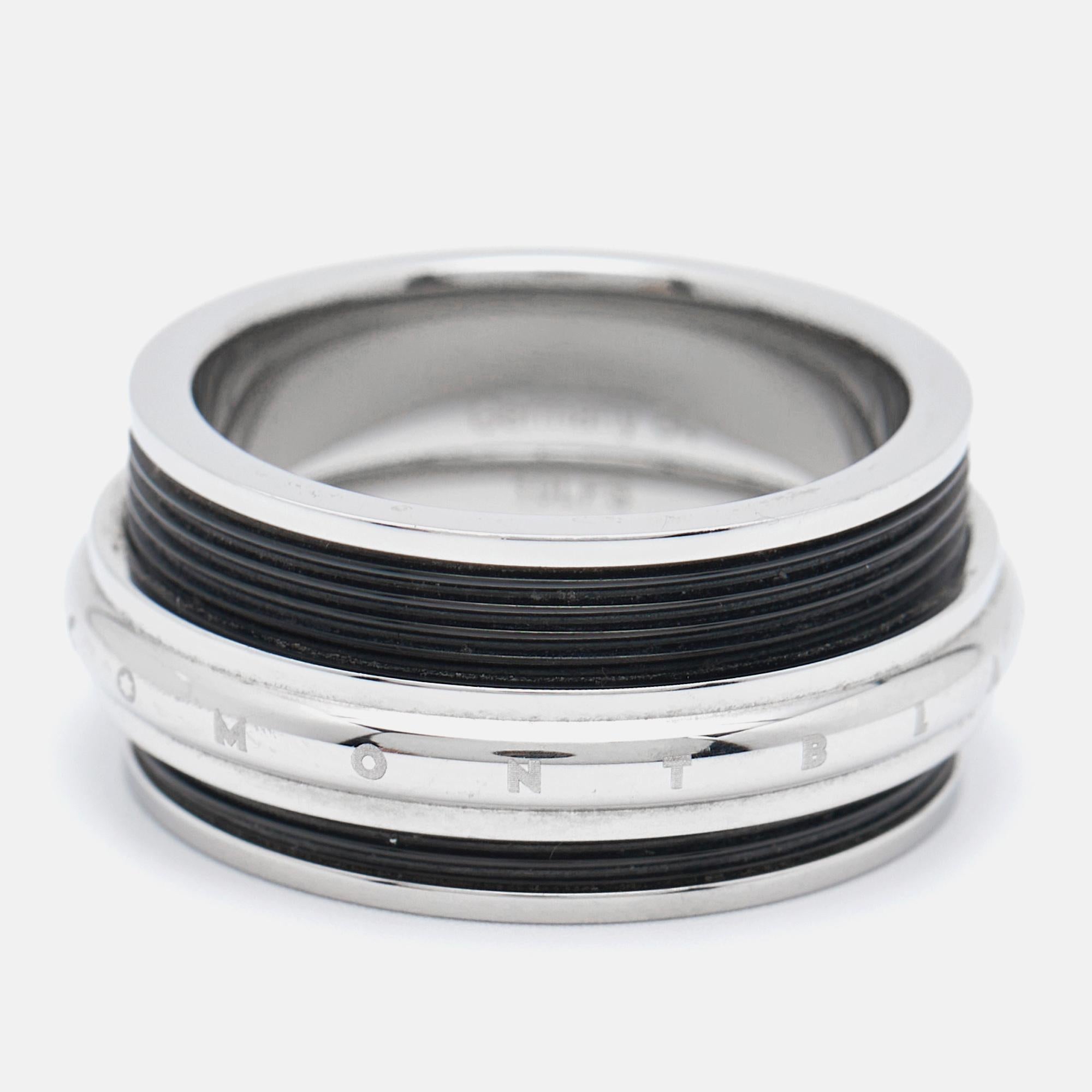 Montblanc Herren Contemporary Collection Schwarz PVD Stahl Slide Ring Größe 64 im Angebot 1