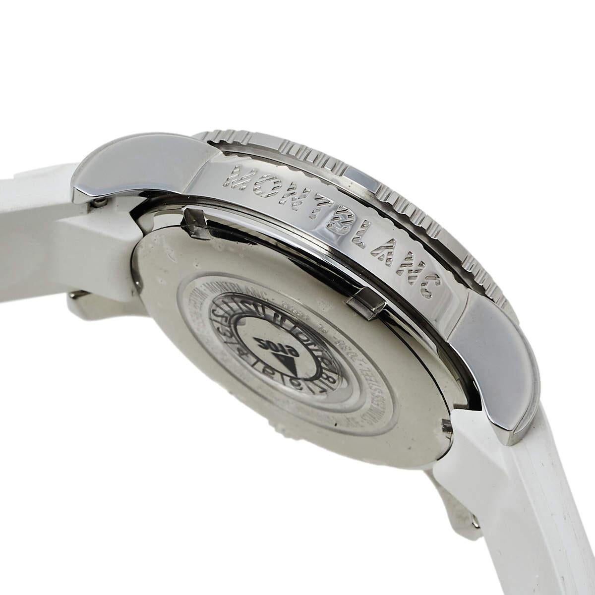 Contemporary Montblanc MOP Diamonds Stainless Steel Rubber Sport 9650 Women's Wristwatch 34MM