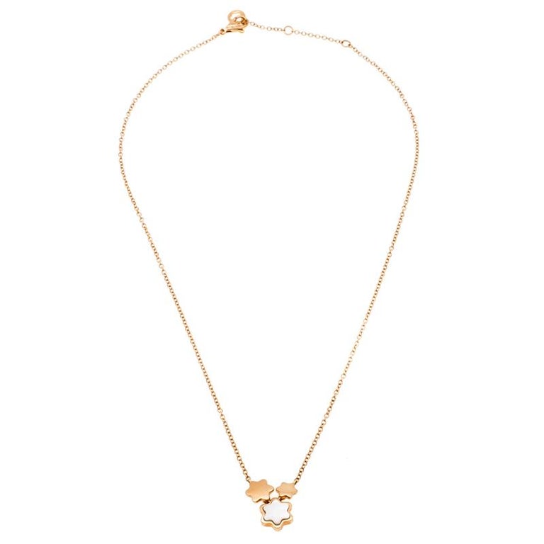 Montblanc Mother of Pearl 18k Rose Gold Pendant Necklace For Sale at ...