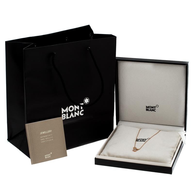 Contemporary Montblanc Mother of Pearl 18k Rose Gold Pendant Necklace For Sale