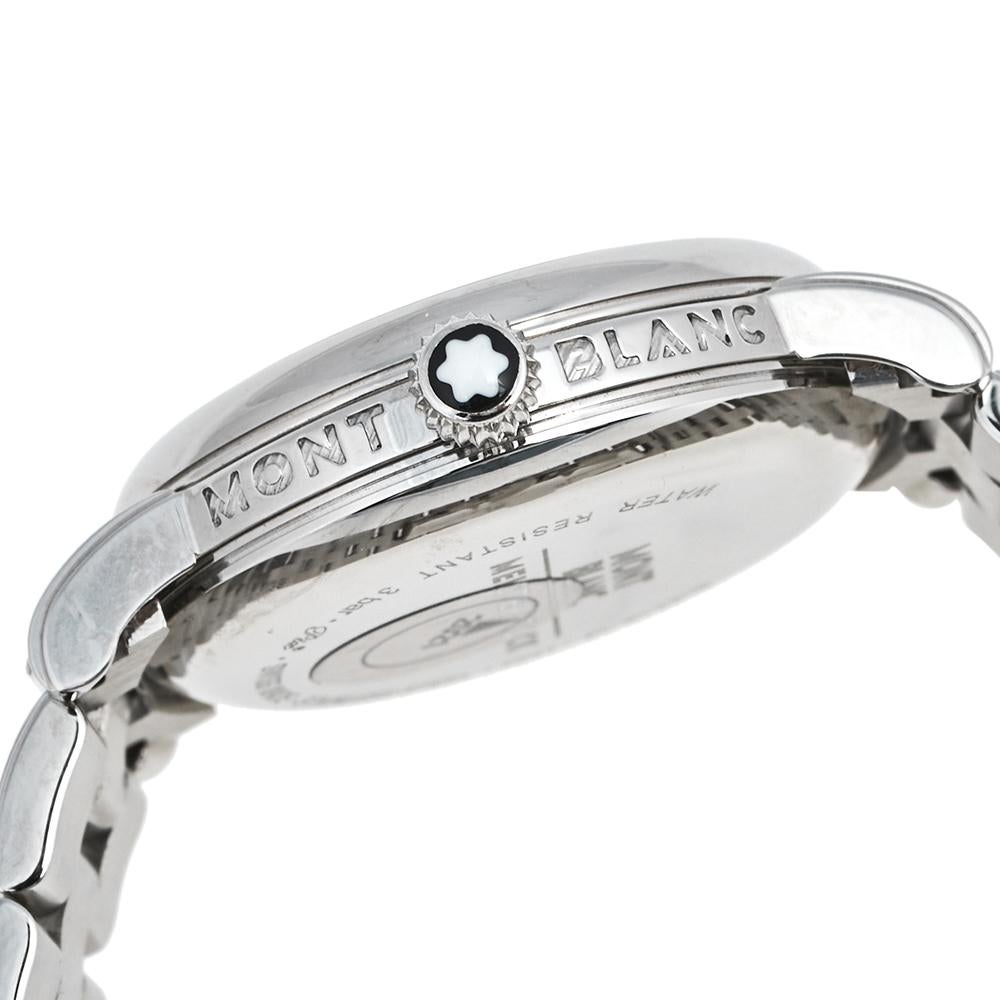 Contemporary Montblanc Mother of Pearl Stainless Steel Diamonds Star Women's Wristwatch 36 mm