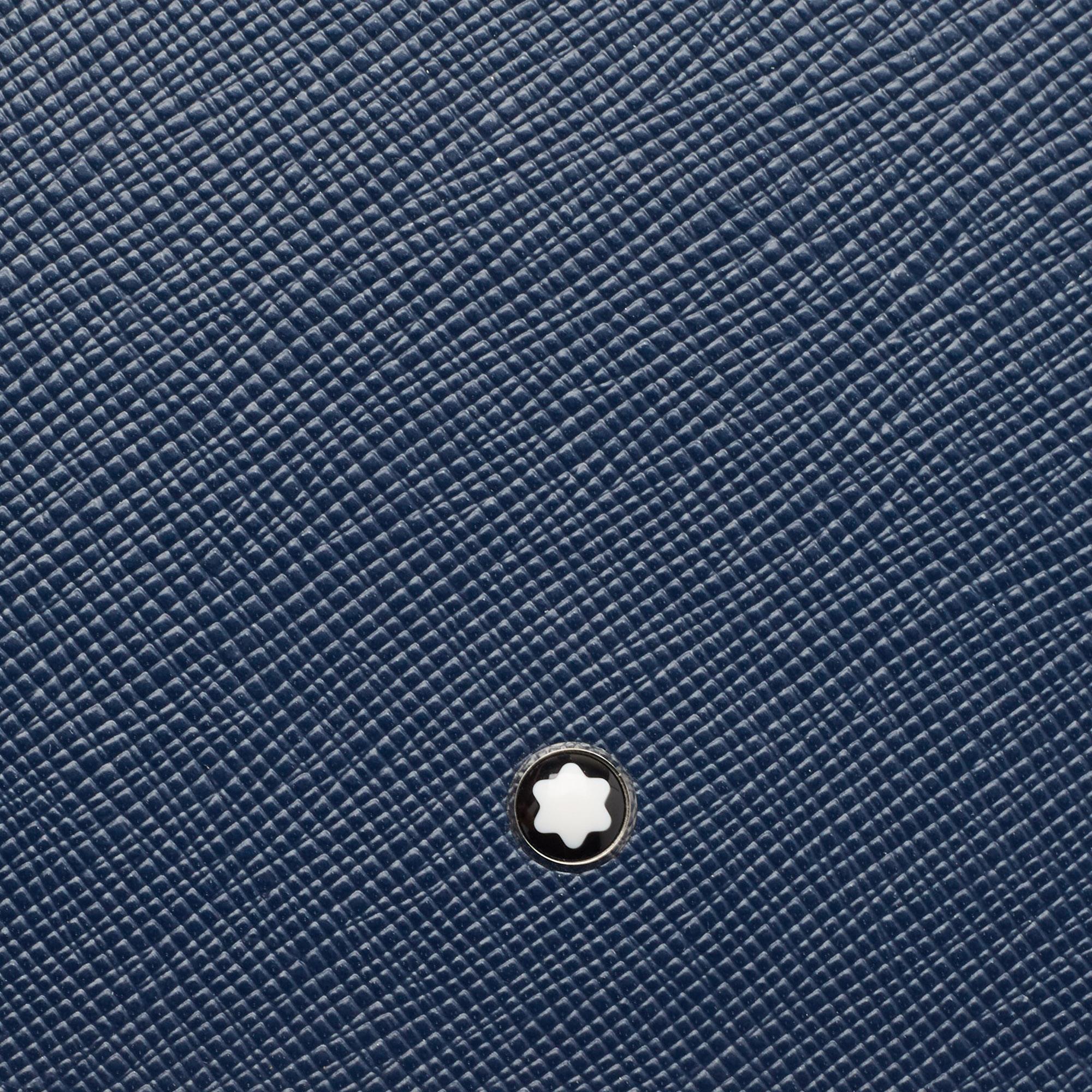 Montblanc Navy Blue Leather Fine Stationery Notebook For Sale 2
