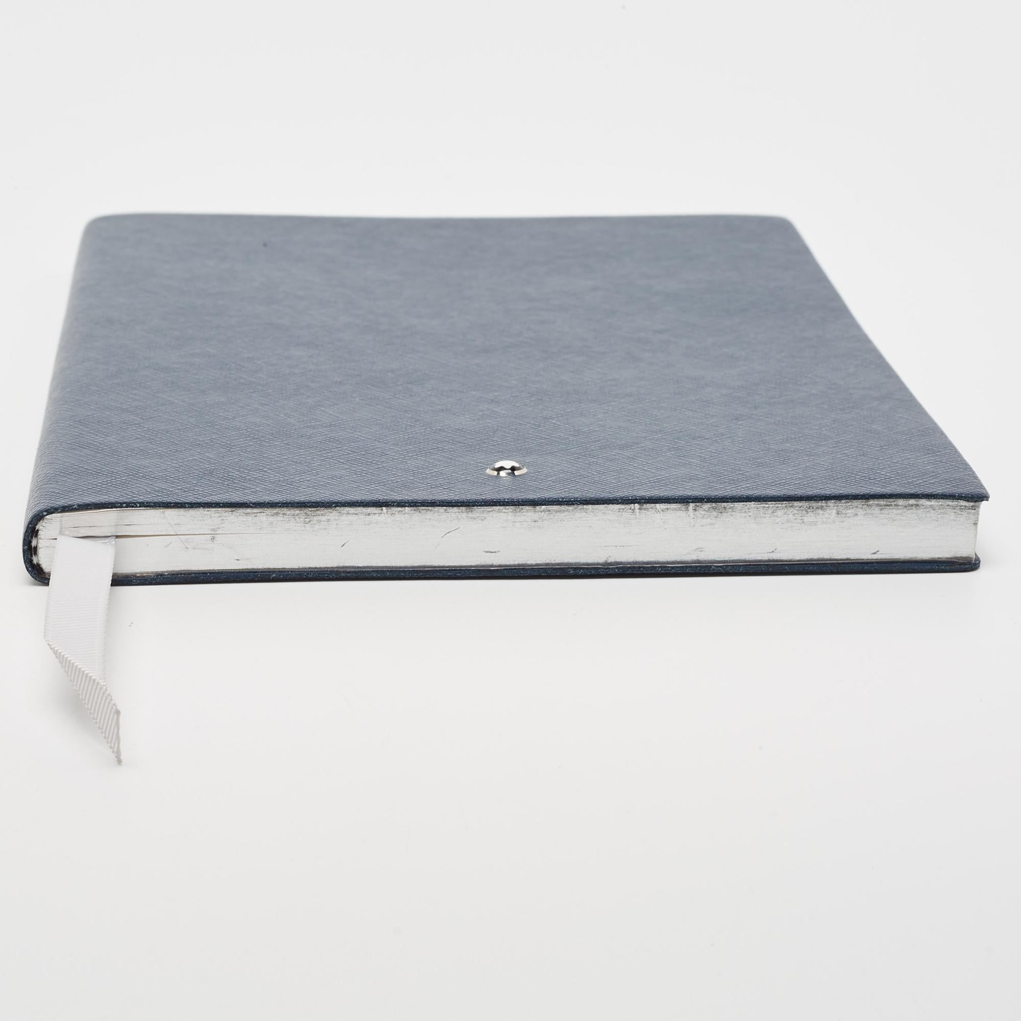 Montblanc Navy Blue Leather Fine Stationery Notebook For Sale 3