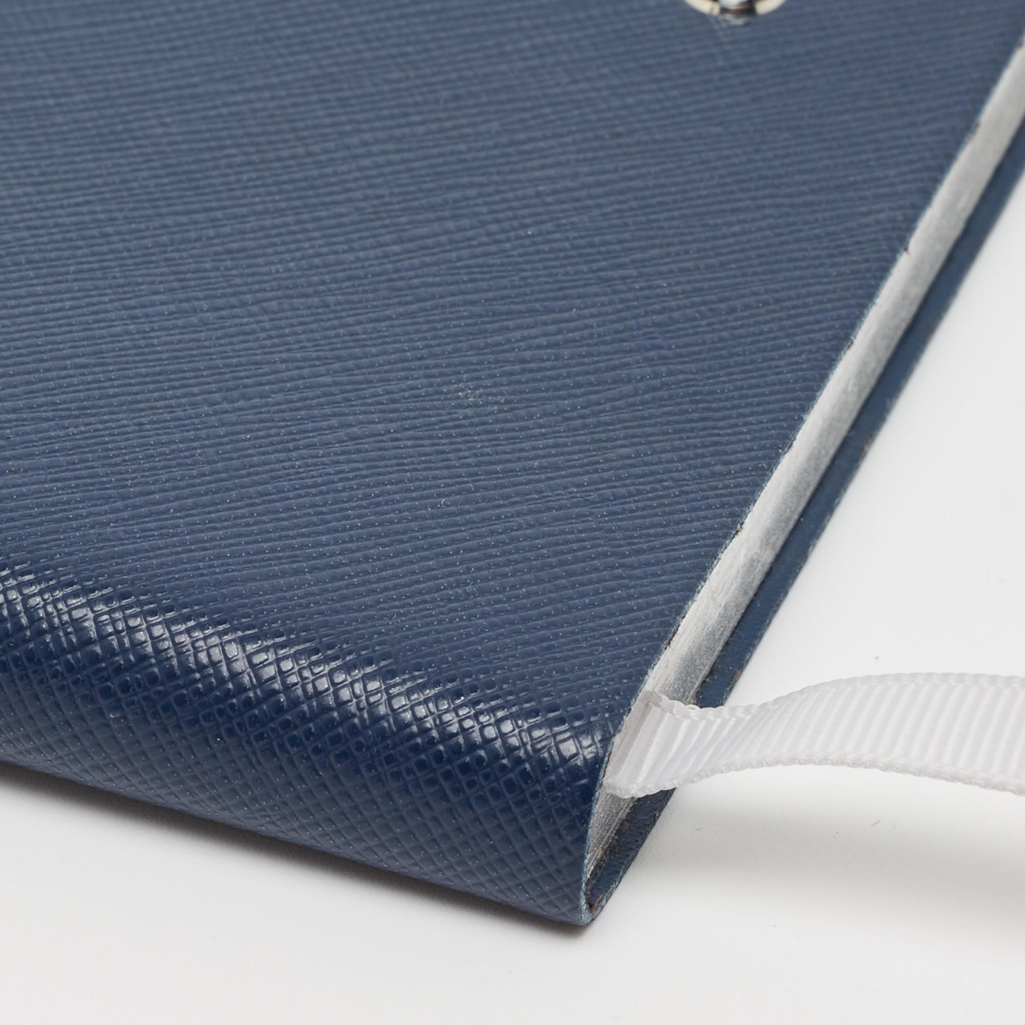 Montblanc Navy Blue Leather Fine Stationery Notebook For Sale 4