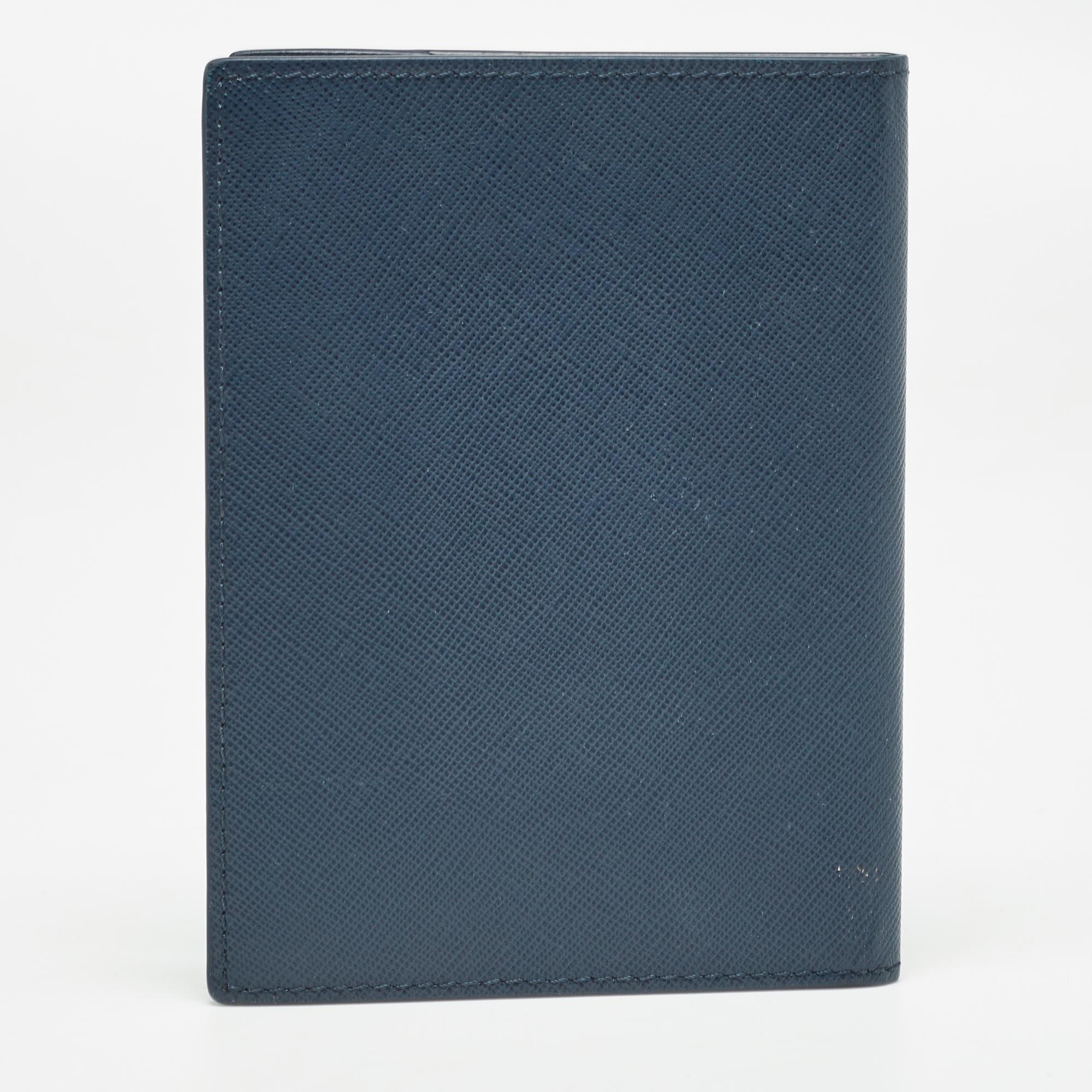 Black Montblanc Navy Blue Leather Sartorial Passport Holder