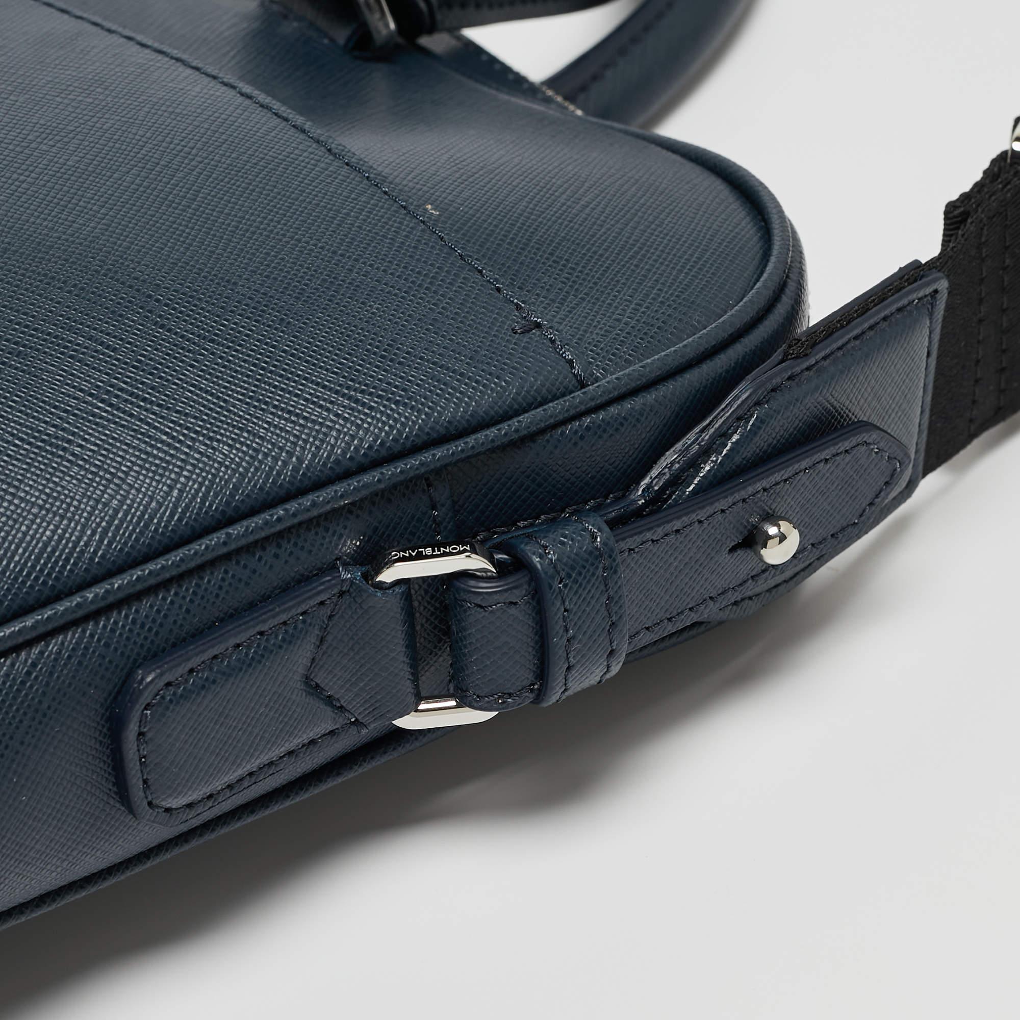 Montblanc Navy Blue Leather Sartorial Ultra Slim Document Case Bag 6