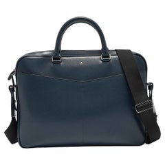 Montblanc Navy Blue Leather Sartorial Ultra Slim Document Case Bag