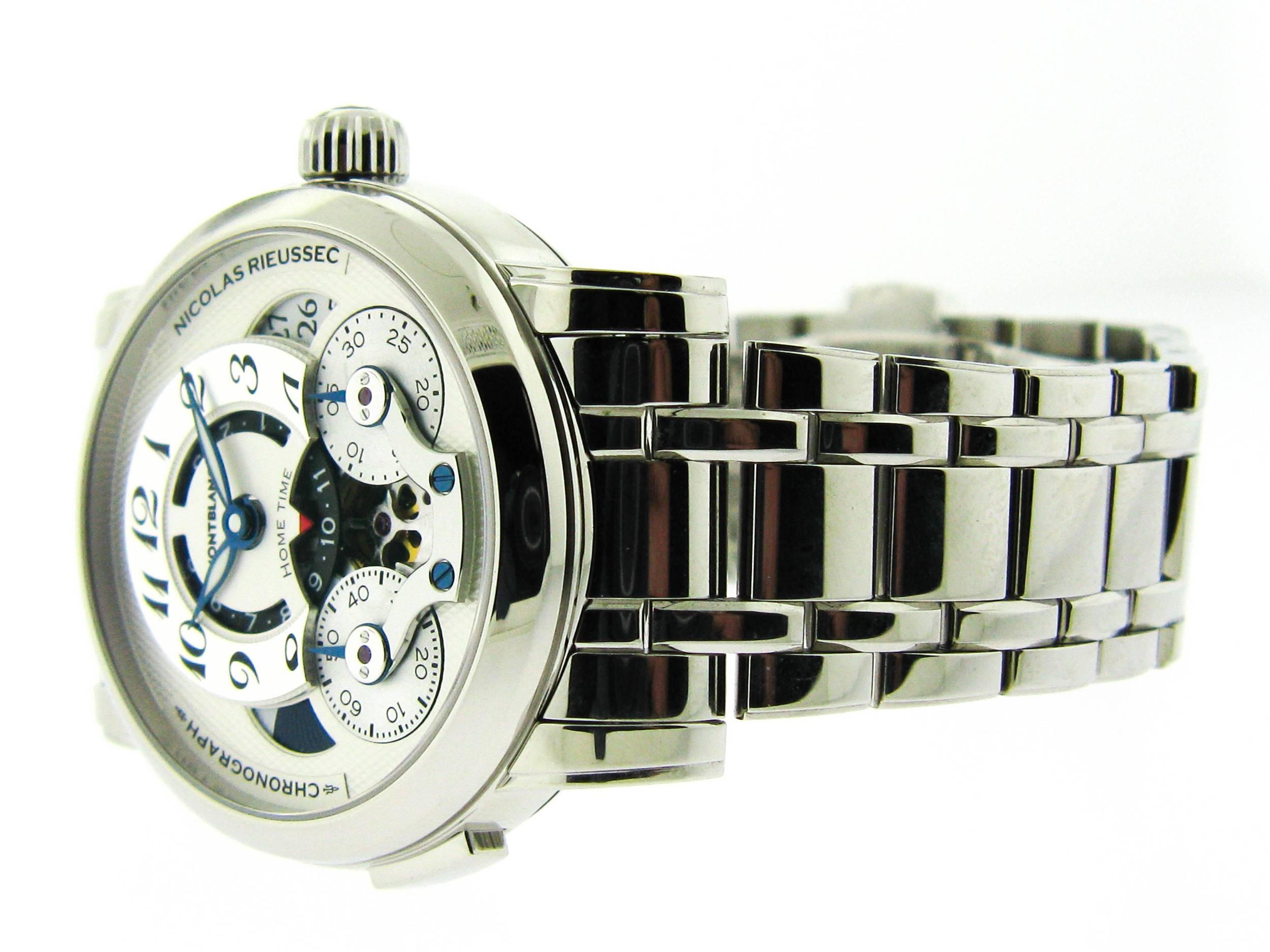 Montblanc Stainless Steel Nicolas Rieussec Chronograph Automatic Wristwatch In New Condition In Greenwich, CT