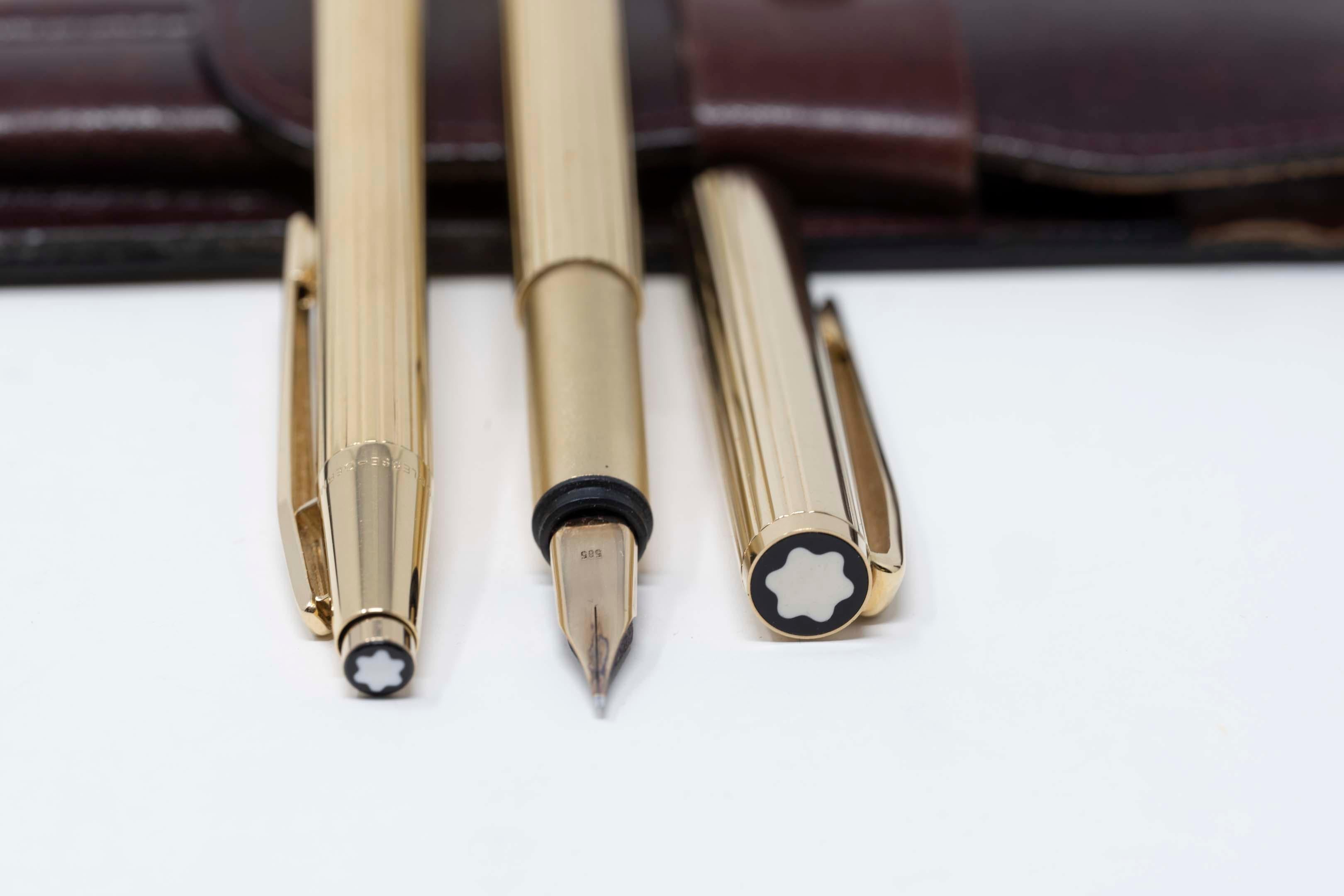Montblanc Noblesse Oblige Slimline Fountain Pen & Roll Ballpoint Pen In Good Condition In Montreal, QC