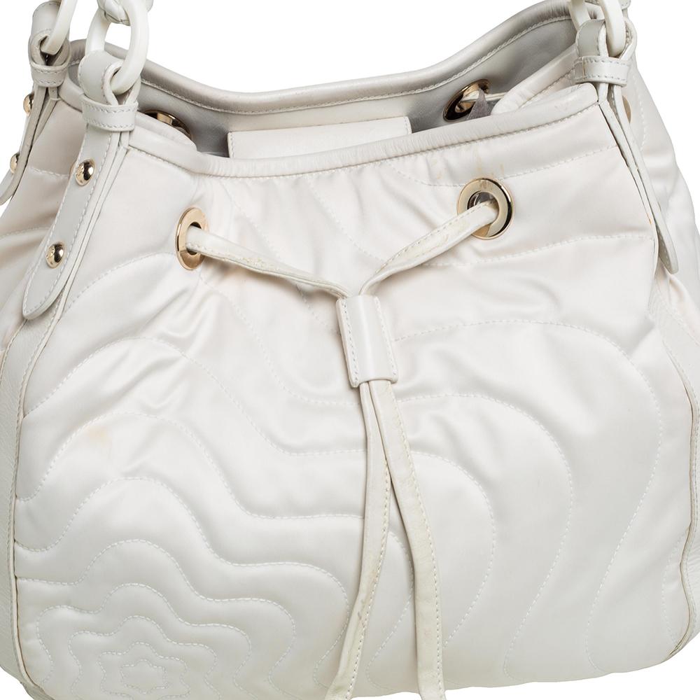 Montblanc Off White Nylon e Pelle Starisma Dalila Drawstring Hobo 1