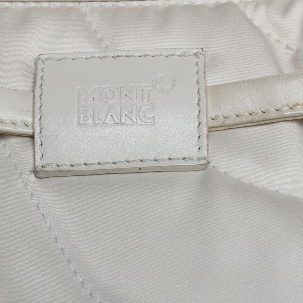 Women's Montblanc Off White Nylon and Leather Starisma Dalila Drawstring Hobo For Sale