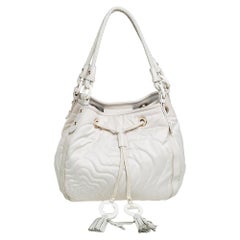 Montblanc Off White Nylon and Leather Starisma Dalila Drawstring Hobo