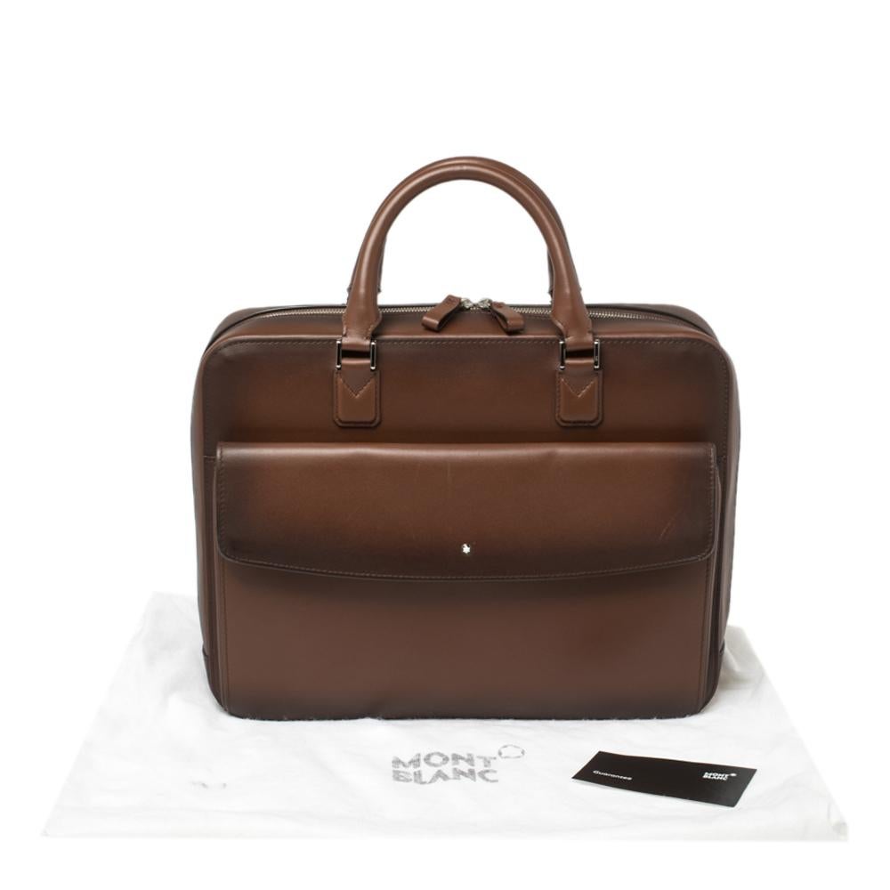 Montblanc Ombre Brown Leather Meisterstuck Flap Pocket Briefcase 7