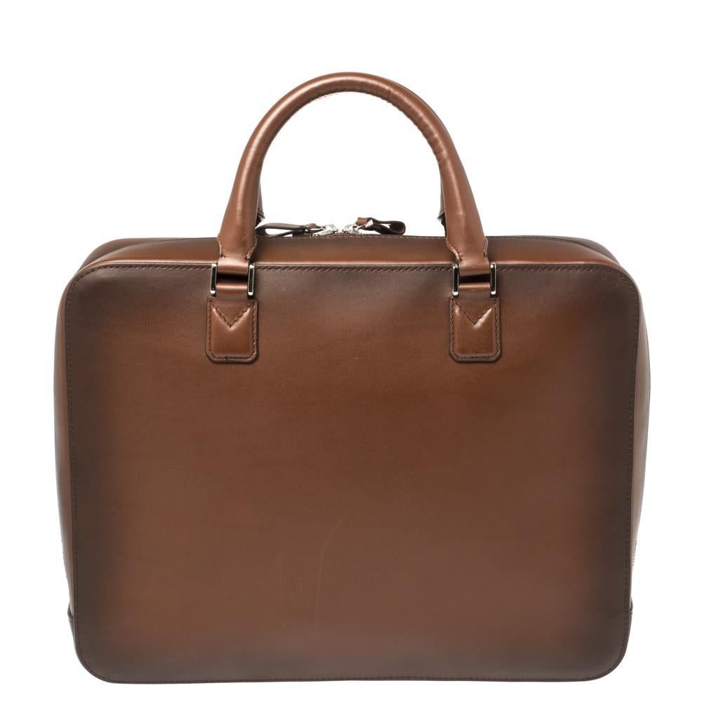 Men's Montblanc Ombre Brown Leather Meisterstuck Flap Pocket Briefcase
