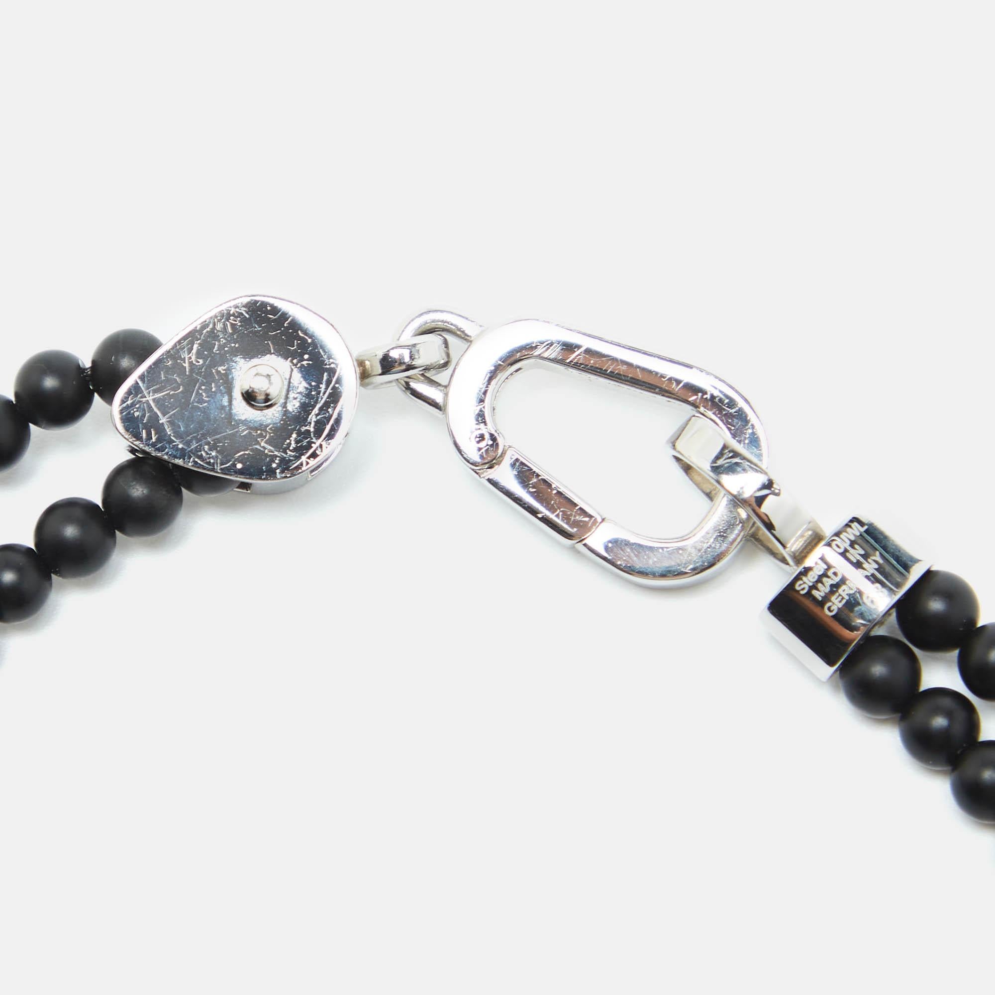 Montblanc Onyx Beads Steel Wrap Me Bracelet In Good Condition In Dubai, Al Qouz 2