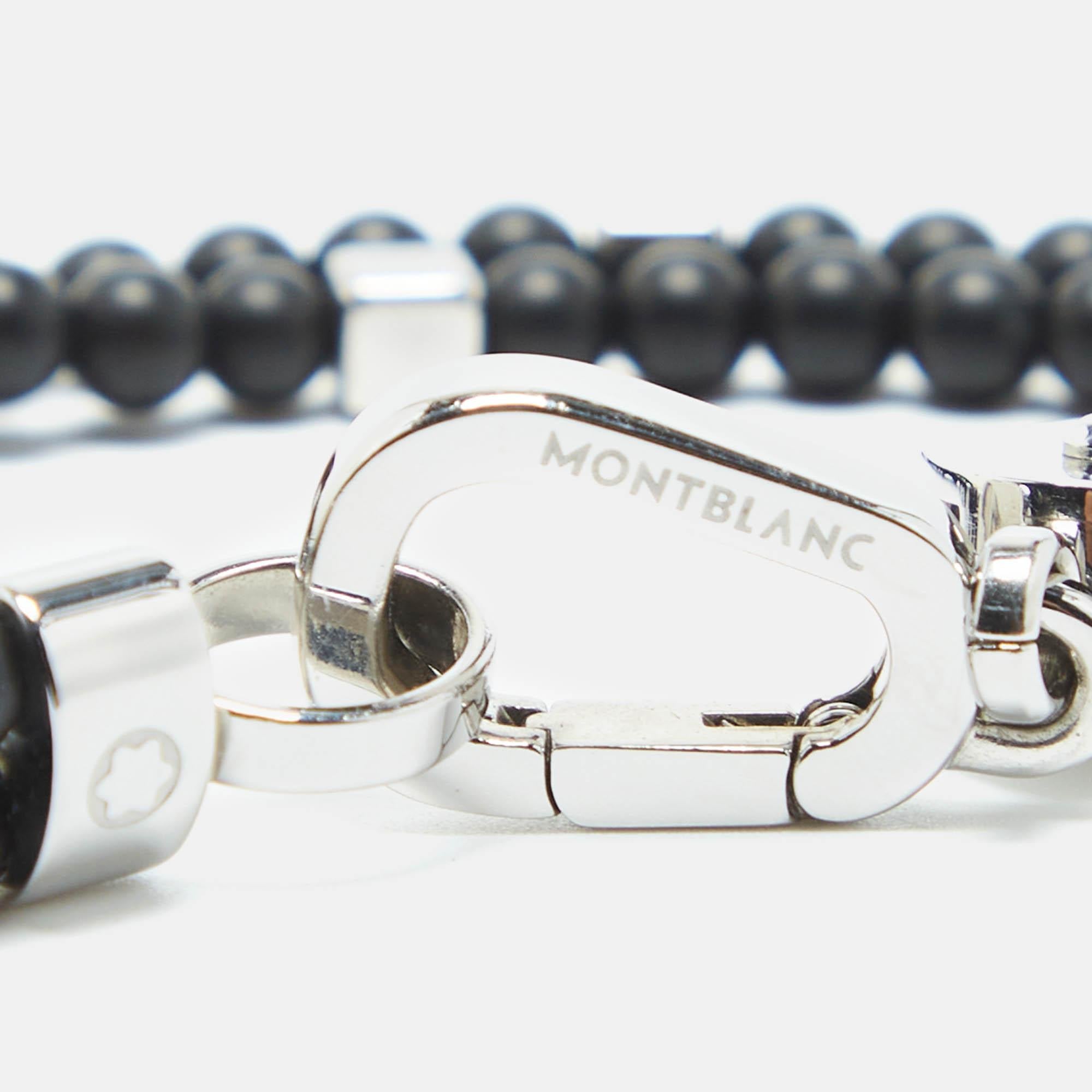 Men's Montblanc Onyx Beads Steel Wrap Me Bracelet