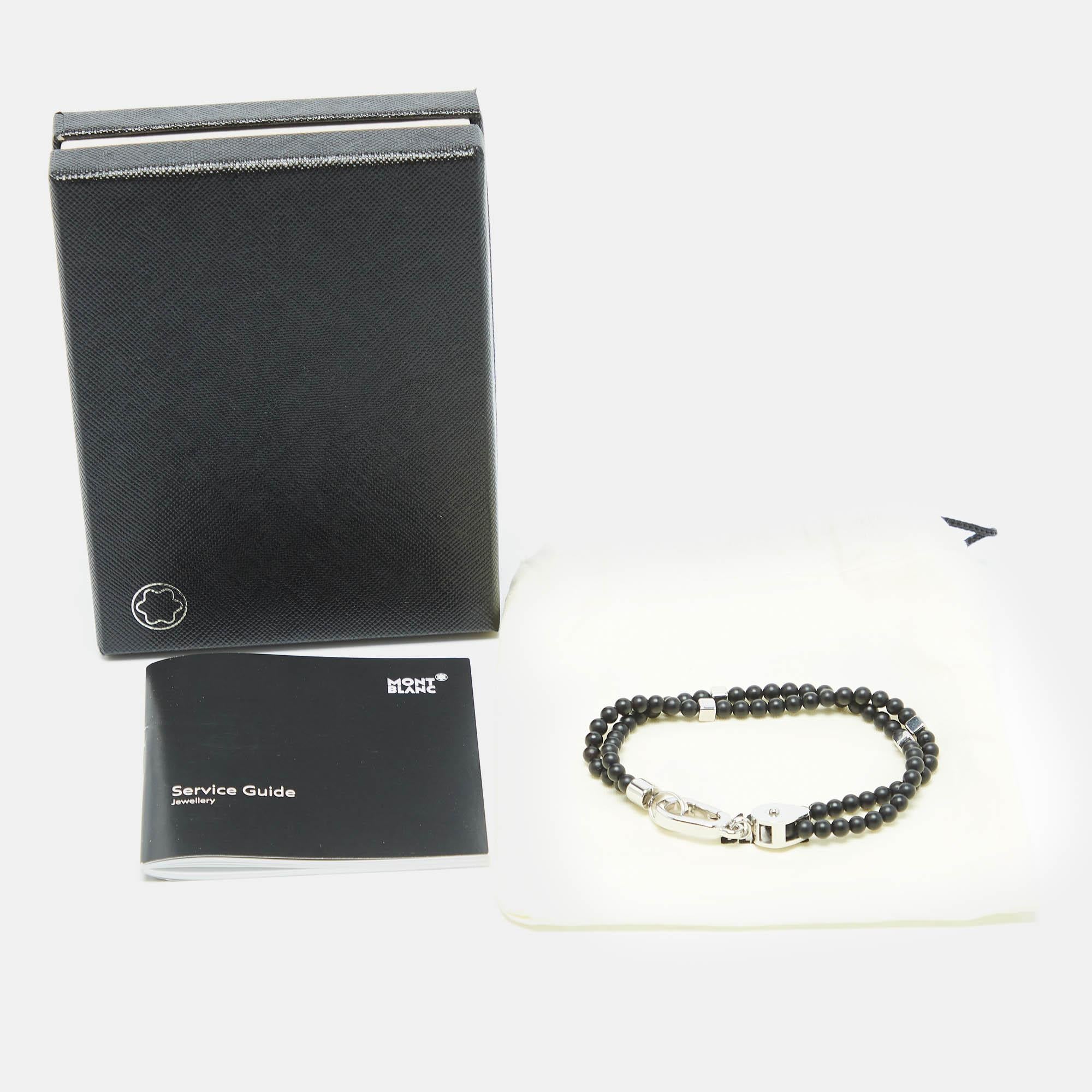 Montblanc Onyx Beads Steel Wrap Me Bracelet 2