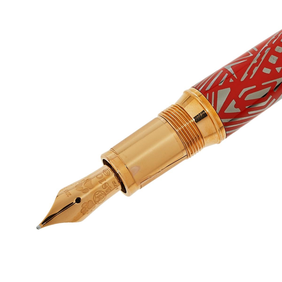 Montblanc is well-known for its Patron of Art Editions and this Limited Edition Fountain pen is in honor of Peggy Guggenheim who was a renowned art collector. The pen has a lacquer body with gold-plated fittings and an 18k gold nib that has been