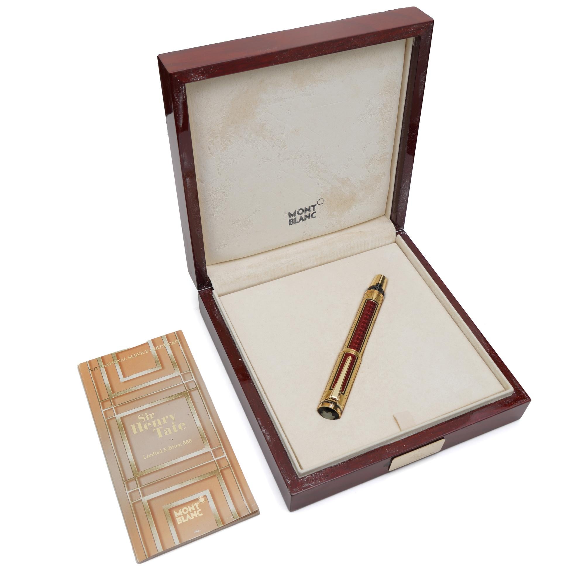 Montblanc, Piston Fountain Pen, Patron of the Art Sir Henry Tate 888 Limited For Sale 2