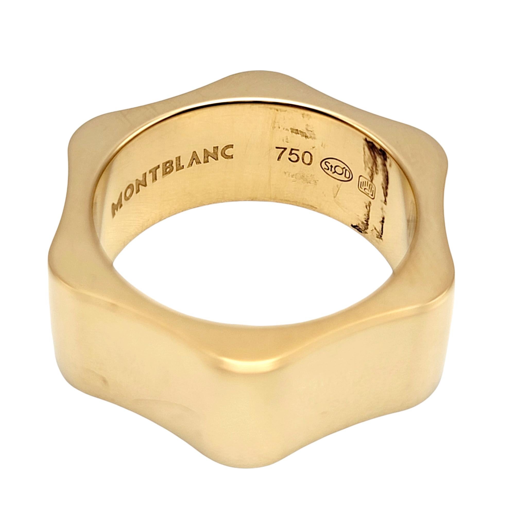 Montblanc Polished 18 Karat Yellow Gold Star Wide Band Scalloped Ring with Box For Sale 5