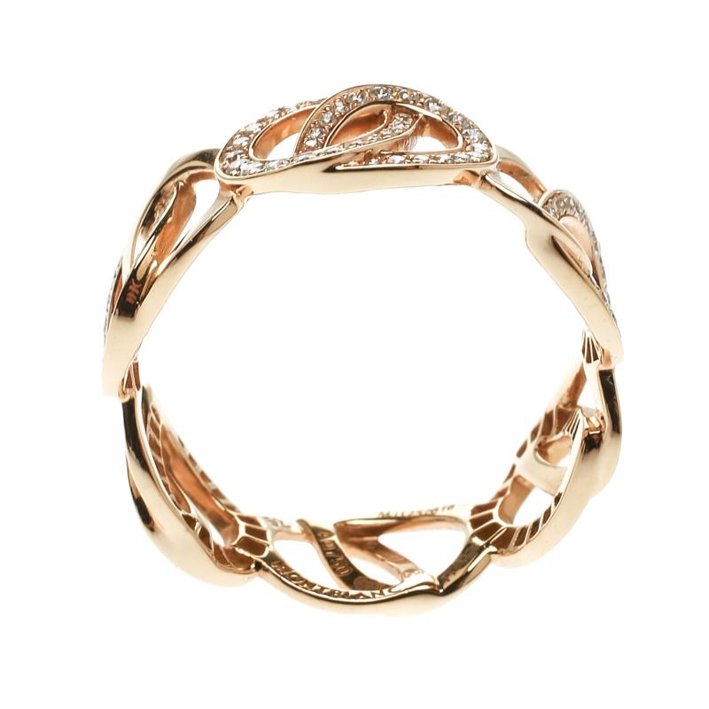 Women's Montblanc Princesse Grace de Monaco  Diamond 18k Rose Gold Band Ring Size 52