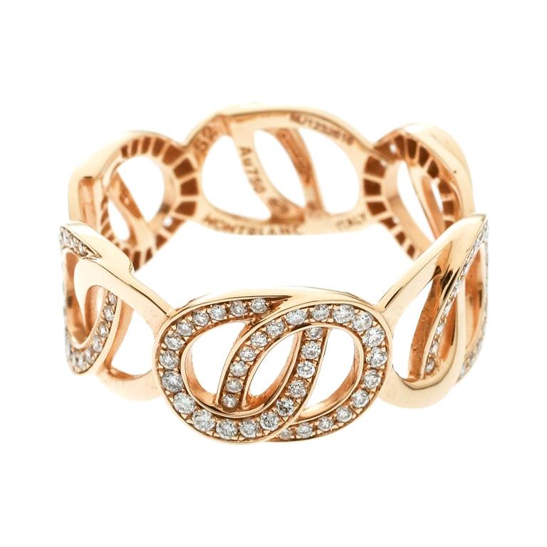 Montblanc Princesse Grace de Monaco  Diamond 18k Rose Gold Band Ring Size 52