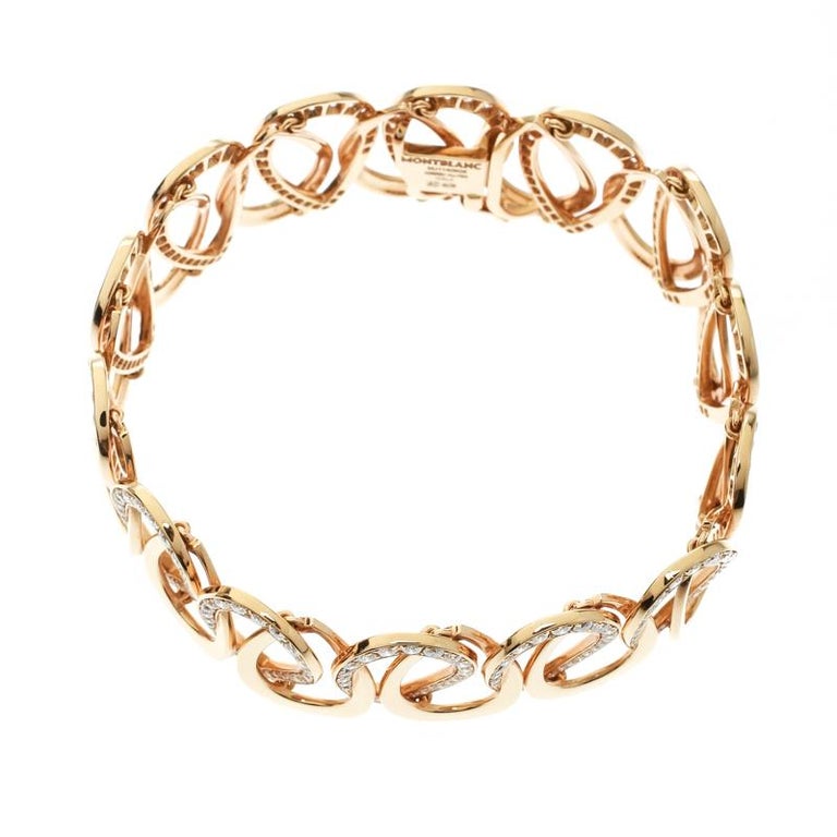 Montblanc Princesse Grace de Monaco Petal Diamond 18k Rose Gold Bracelet  For Sale at 1stDibs