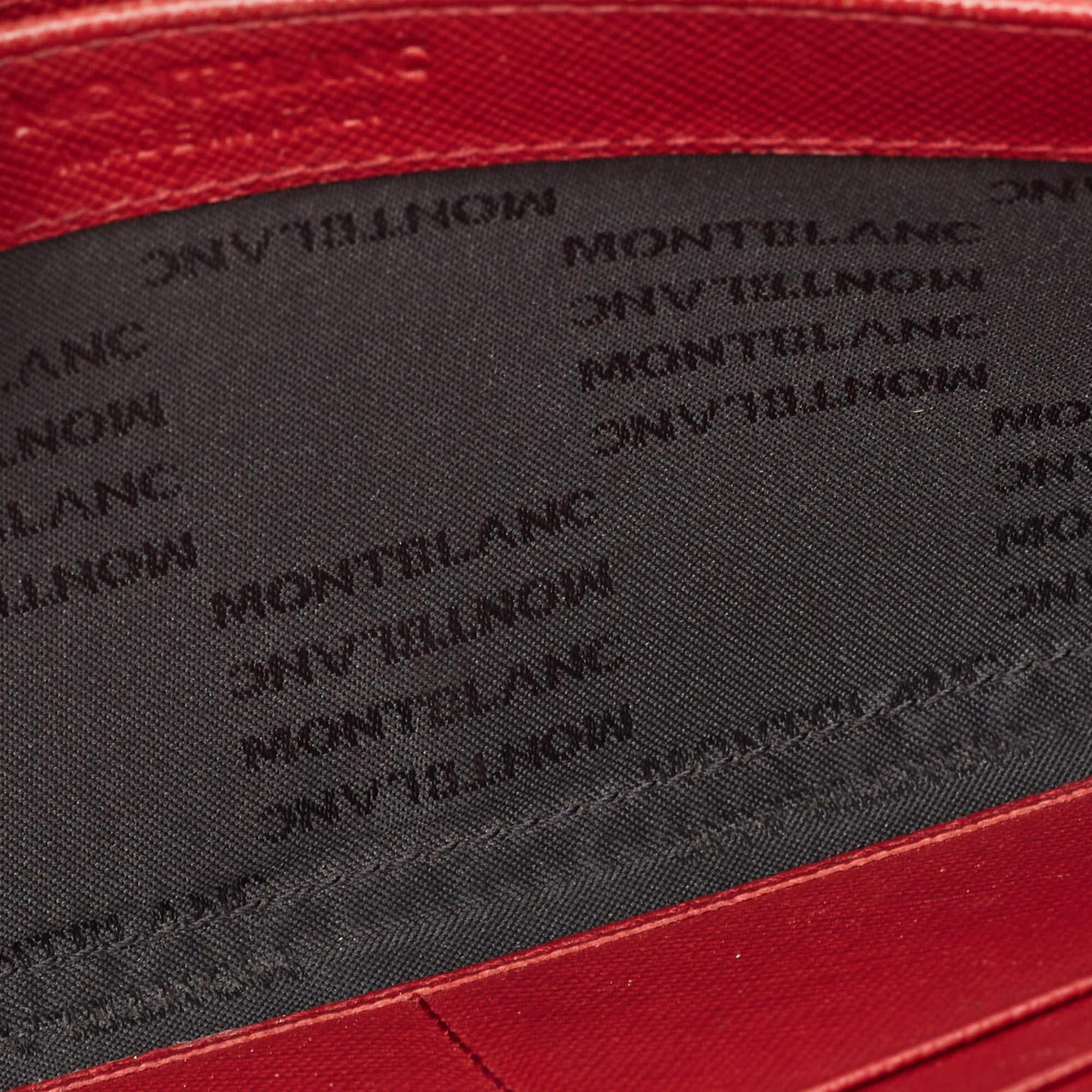 Montblanc Red Leather Meisterstuck Zip Around Wallet In Fair Condition For Sale In Dubai, Al Qouz 2