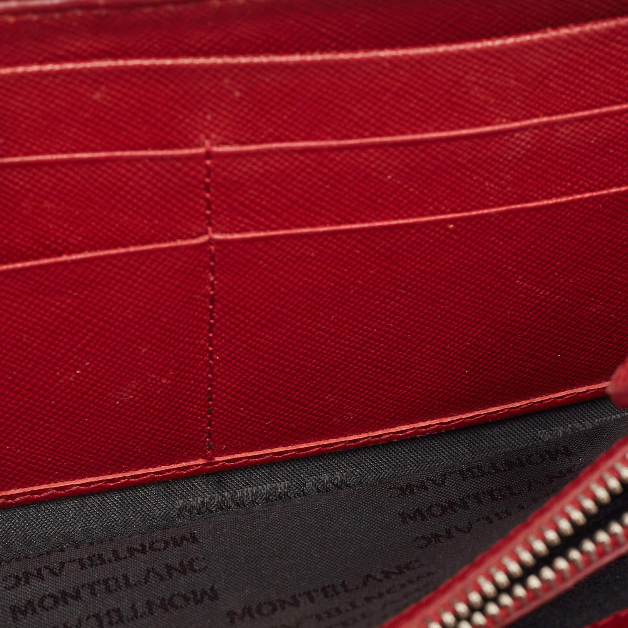 Men's Montblanc Red Leather Meisterstuck Zip Around Wallet For Sale