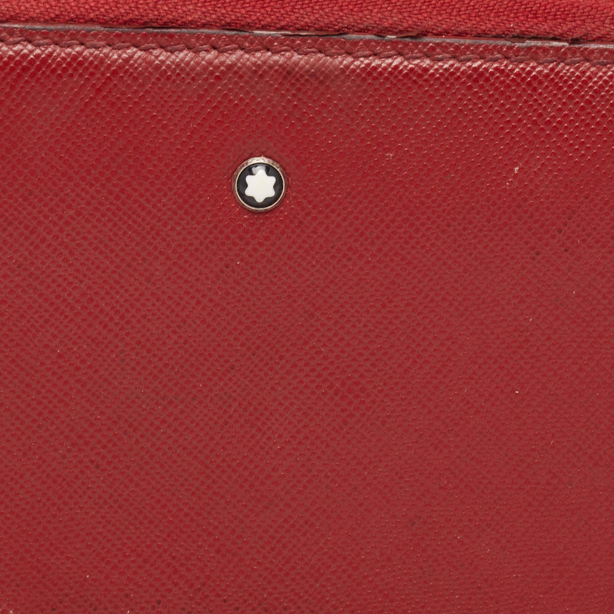 Montblanc Red Leather Meisterstuck Zip Around Wallet For Sale 3